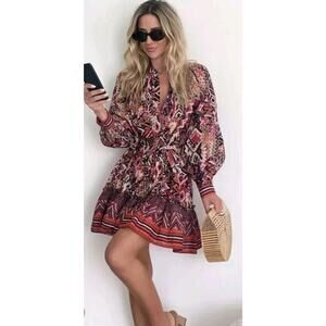 Zara Boho Hippie geometric Print Mini Dress ASO Bloggers Size Medium